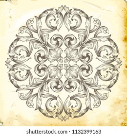 Retro baroque decorations element with flourishes calligraphic ornament. Vintage style design collection for Posters, Placards, Invitations, Banners, Badges and Logotypes.