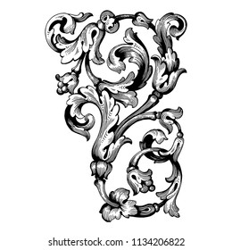 Retro baroque decorations element with flourishes calligraphic ornament. Vintage style design collection for Posters, Placards, Invitations, Banners, Badges and Logotypes.