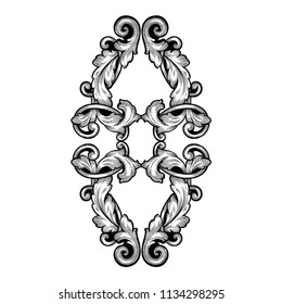 Retro baroque decorations element with flourishes calligraphic ornament. Vintage style design collection for Posters, Placards, Invitations, Banners, Badges and Logotypes.
