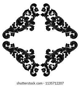 Retro baroque decorations element with flourishes calligraphic ornament. Vintage style design collection for Posters, Placards, Invitations, Banners, Badges and Logotypes.