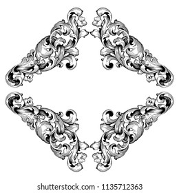 Retro baroque decorations element with flourishes calligraphic ornament. Vintage style design collection for Posters, Placards, Invitations, Banners, Badges and Logotypes.