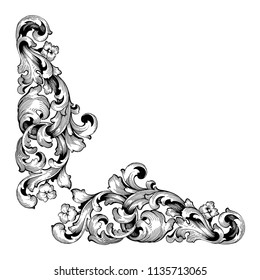 Retro baroque decorations element with flourishes calligraphic ornament. Vintage style design collection for Posters, Placards, Invitations, Banners, Badges and Logotypes.