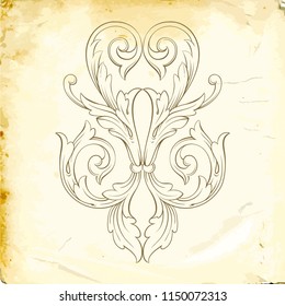 Retro baroque decorations element with flourishes calligraphic ornament. Vintage style design collection for Posters, Placards, Invitations, Banners, Badges and Logotypes.