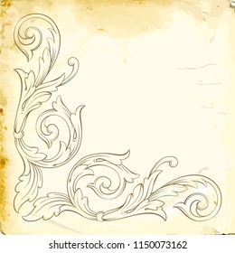 Retro baroque decorations element with flourishes calligraphic ornament. Vintage style design collection for Posters, Placards, Invitations, Banners, Badges and Logotypes.