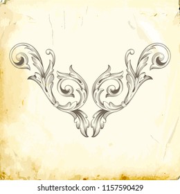 Retro baroque decorations element with flourishes calligraphic ornament. Vintage style design collection for Posters, Placards, Invitations, Banners, Badges and Logotypes.