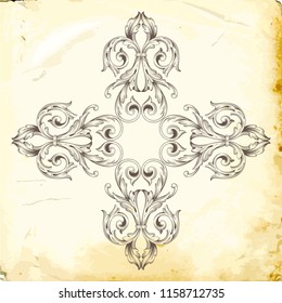 Retro baroque decorations element with flourishes calligraphic ornament. Vintage style design collection for Posters, Placards, Invitations, Banners, Badges and Logotypes.