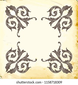 Retro baroque decorations element with flourishes calligraphic ornament. Vintage style design collection for Posters, Placards, Invitations, Banners, Badges and Logotypes.