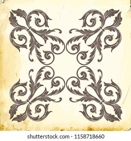 Retro baroque decorations element with flourishes calligraphic ornament. Vintage style design collection for Posters, Placards, Invitations, Banners, Badges and Logotypes.