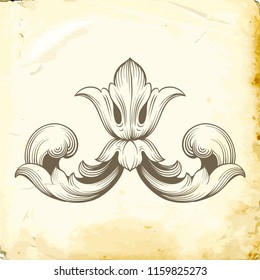 Retro baroque decorations element with flourishes calligraphic ornament. Vintage style design collection for Posters, Placards, Invitations, Banners, Badges and Logotypes.