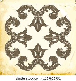 Retro baroque decorations element with flourishes calligraphic ornament. Vintage style design collection for Posters, Placards, Invitations, Banners, Badges and Logotypes.