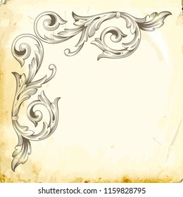 Retro baroque decorations element with flourishes calligraphic ornament. Vintage style design collection for Posters, Placards, Invitations, Banners, Badges and Logotypes.
