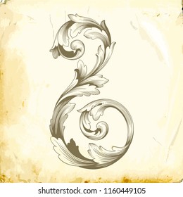 Retro baroque decorations element with flourishes calligraphic ornament. Vintage style design collection for Posters, Placards, Invitations, Banners, Badges and Logotypes.