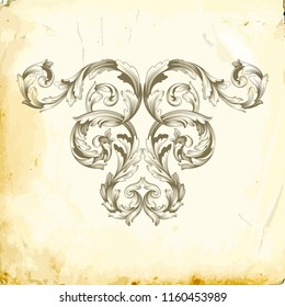 Retro baroque decorations element with flourishes calligraphic ornament. Vintage style design collection for Posters, Placards, Invitations, Banners, Badges and Logotypes.