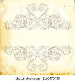 Retro baroque decorations element with flourishes calligraphic ornament. Vintage style design collection for Posters, Placards, Invitations, Banners, Badges and Logotypes.