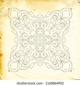 Retro baroque decorations element with flourishes calligraphic ornament. Vintage style design collection for Posters, Placards, Invitations, Banners, Badges and Logotypes.