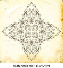 Retro baroque decorations element with flourishes calligraphic ornament. Vintage style design collection for Posters, Placards, Invitations, Banners, Badges and Logotypes.