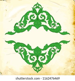 Retro baroque decorations element with flourishes calligraphic ornament. Vintage style design collection for Posters, Placards, Invitations, Banners, Badges and Logotypes.