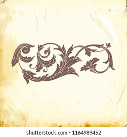 Retro baroque decorations element with flourishes calligraphic ornament. Vintage style design collection for Posters, Placards, Invitations, Banners, Badges and Logotypes.