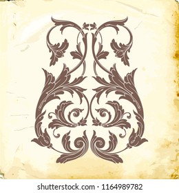 Retro baroque decorations element with flourishes calligraphic ornament. Vintage style design collection for Posters, Placards, Invitations, Banners, Badges and Logotypes.