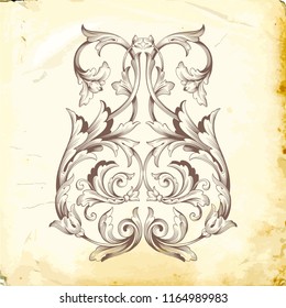 Retro baroque decorations element with flourishes calligraphic ornament. Vintage style design collection for Posters, Placards, Invitations, Banners, Badges and Logotypes.