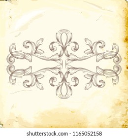 Retro baroque decorations element with flourishes calligraphic ornament. Vintage style design collection for Posters, Placards, Invitations, Banners, Badges and Logotypes.