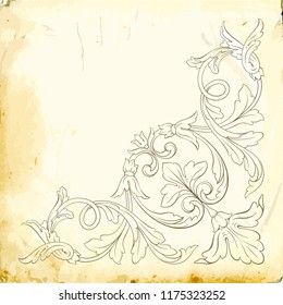 Retro baroque decorations element with flourishes calligraphic ornament. Vintage style design collection for Posters, Placards, Invitations, Banners, Badges and Logotypes.