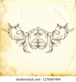 Retro baroque decorations element with flourishes calligraphic ornament. Vintage style design collection for Posters, Placards, Invitations, Banners, Badges and Logotypes.