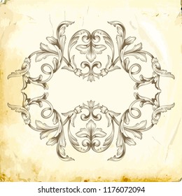 Retro baroque decorations element with flourishes calligraphic ornament. Vintage style design collection for Posters, Placards, Invitations, Banners, Badges and Logotypes.