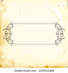 Retro baroque decorations element with flourishes calligraphic ornament. Vintage style design collection for Posters, Placards, Invitations, Banners, Badges and Logotypes.