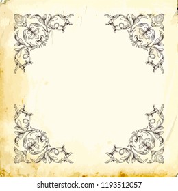 Retro baroque decorations element with flourishes calligraphic ornament. Vintage style design collection for Posters, Placards, Invitations, Banners, Badges and Logotypes.