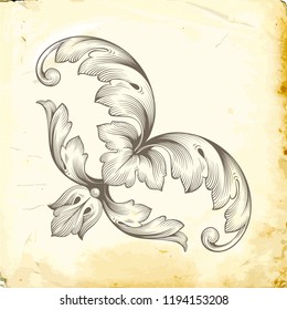 Retro baroque decorations element with flourishes calligraphic ornament. Vintage style design collection for Posters, Placards, Invitations, Banners, Badges and Logotypes.