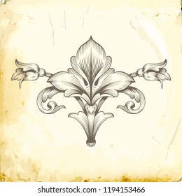 Retro baroque decorations element with flourishes calligraphic ornament. Vintage style design collection for Posters, Placards, Invitations, Banners, Badges and Logotypes.