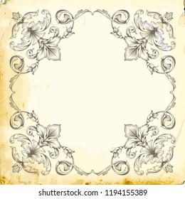 Retro baroque decorations element with flourishes calligraphic ornament. Vintage style design collection for Posters, Placards, Invitations, Banners, Badges and Logotypes.