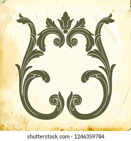Retro baroque decorations element with flourishes calligraphic ornament. Vintage style design collection for Posters, Placards, Invitations, Banners, Badges and Logotypes.