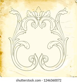 Retro baroque decorations element with flourishes calligraphic ornament. Vintage style design collection for Posters, Placards, Invitations, Banners, Badges and Logotypes.