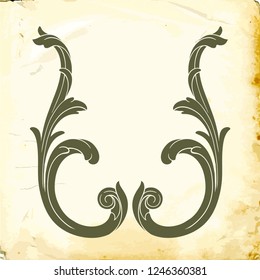 Retro baroque decorations element with flourishes calligraphic ornament. Vintage style design collection for Posters, Placards, Invitations, Banners, Badges and Logotypes.