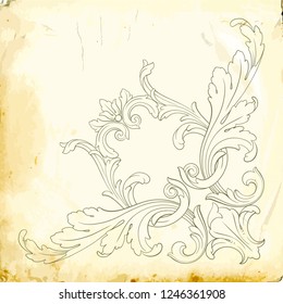Retro baroque decorations element with flourishes calligraphic ornament. Vintage style design collection for Posters, Placards, Invitations, Banners, Badges and Logotypes.