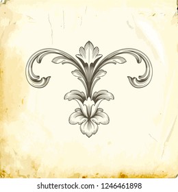 Retro baroque decorations element with flourishes calligraphic ornament. Vintage style design collection for Posters, Placards, Invitations, Banners, Badges and Logotypes.