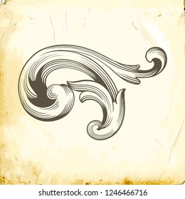 Retro baroque decorations element with flourishes calligraphic ornament. Vintage style design collection for Posters, Placards, Invitations, Banners, Badges and Logotypes.