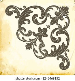 Retro baroque decorations element with flourishes calligraphic ornament. Vintage style design collection for Posters, Placards, Invitations, Banners, Badges and Logotypes.