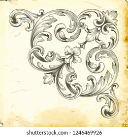 Retro baroque decorations element with flourishes calligraphic ornament. Vintage style design collection for Posters, Placards, Invitations, Banners, Badges and Logotypes.