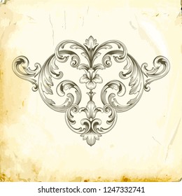 Retro baroque decorations element with flourishes calligraphic ornament. Vintage style design collection for Posters, Placards, Invitations, Banners, Badges and Logotypes.