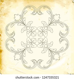 Retro baroque decorations element with flourishes calligraphic ornament. Vintage style design collection for Posters, Placards, Invitations, Banners, Badges and Logotypes.