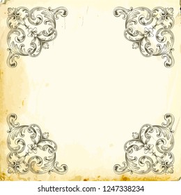 Retro baroque decorations element with flourishes calligraphic ornament. Vintage style design collection for Posters, Placards, Invitations, Banners, Badges and Logotypes.