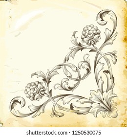 Retro baroque decorations element with flourishes calligraphic ornament. Vintage style design collection for Posters, Placards, Invitations, Banners, Badges and Logotypes.