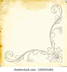 Retro baroque decorations element with flourishes calligraphic ornament. Vintage style design collection for Posters, Placards, Invitations, Banners, Badges and Logotypes.