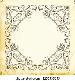 Retro baroque decorations element with flourishes calligraphic ornament. Vintage style design collection for Posters, Placards, Invitations, Banners, Badges and Logotypes.