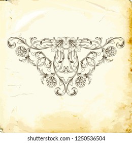 Retro baroque decorations element with flourishes calligraphic ornament. Vintage style design collection for Posters, Placards, Invitations, Banners, Badges and Logotypes.