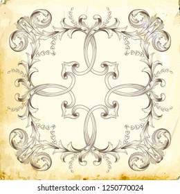 Retro baroque decorations element with flourishes calligraphic ornament. Vintage style design collection for Posters, Placards, Invitations, Banners, Badges and Logotypes.