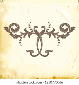 Retro baroque decorations element with flourishes calligraphic ornament. Vintage style design collection for Posters, Placards, Invitations, Banners, Badges and Logotypes.